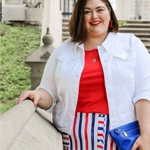 🌷Lane Bryant white denim jacket, size 28